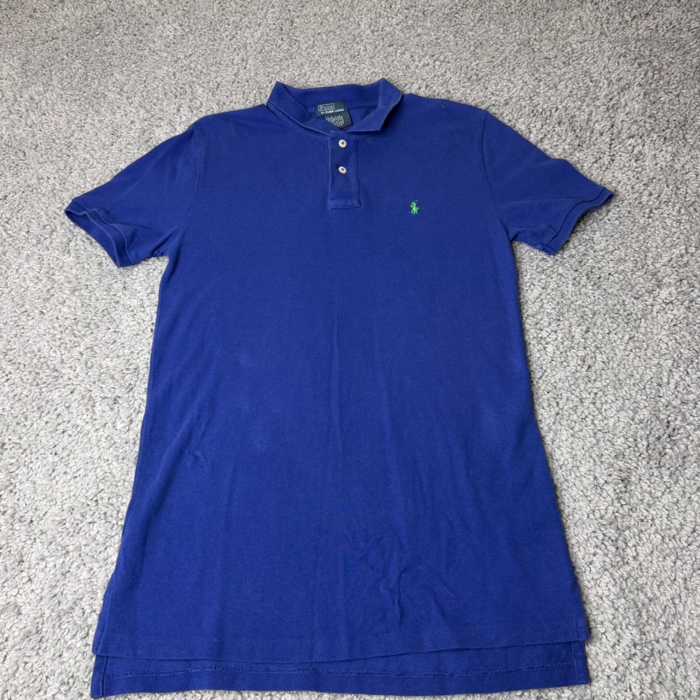Polo Ralph Lauren BoysXL18-20 Royal Blue Short Sleeve Pique Polo Lime Green Pony